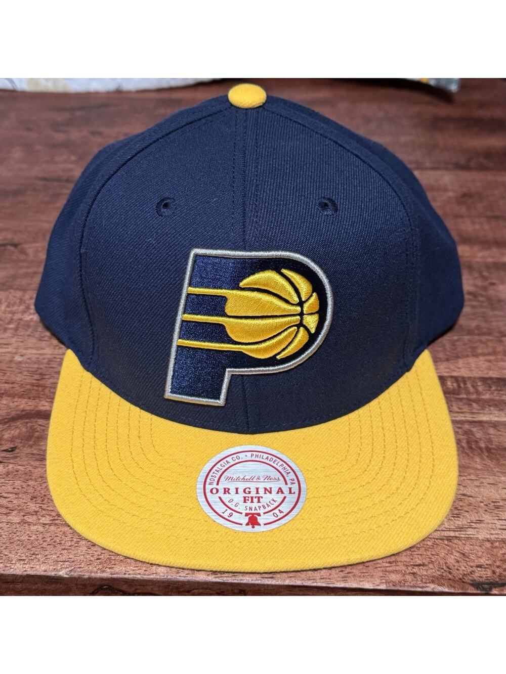 Mitchell & Ness Indiana Pacers Navy/Gold Adjustable Snapback Hat Cap